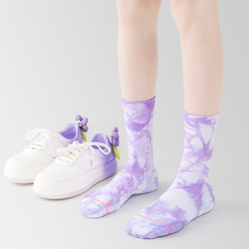 Tất thể thao dài đến bắp chân bằng vải cotton nhuộm màu